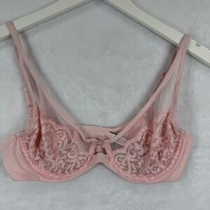 Victoria's Secret Body By Victoria Pink Lace Unlined Demi Bra 34C 404578-HYP
